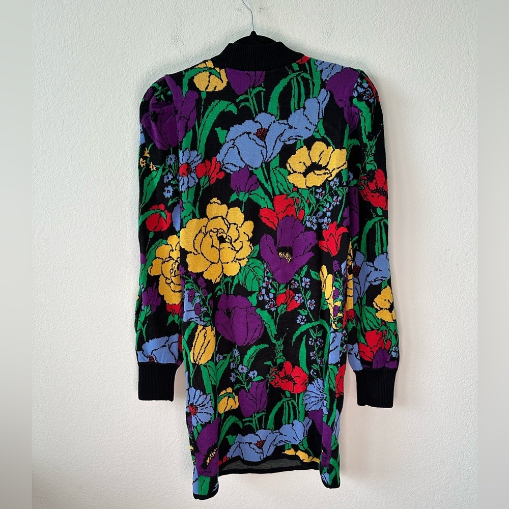FARM RIO Black Bucolic Garden Mini Sweater Dress SZ XS - Picture 7 of 7